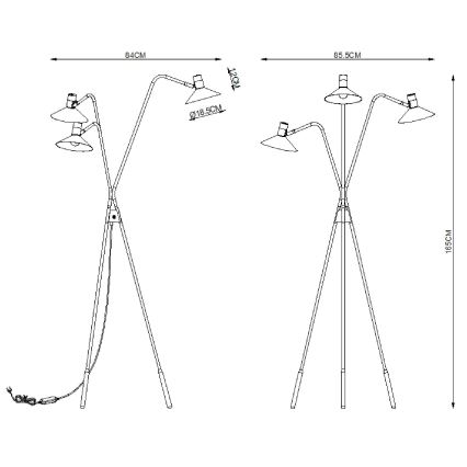 Lucide 05728/03/30 - Stojacia lampa PEPIJN 3xE14/40W/230V