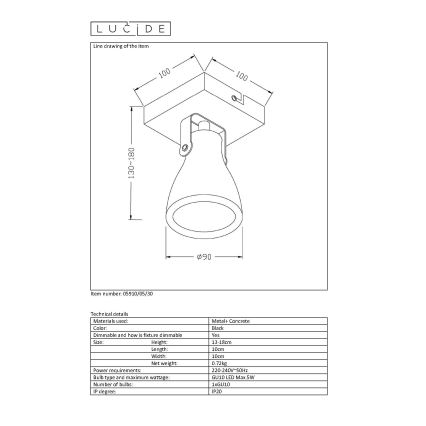 Lucide 05910/05/30 - LED Stmievateľné bodové svietidlo CONCRI 1xGU10/5W/230V