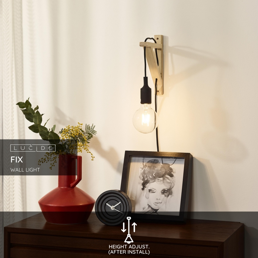 Lucide 08208/01/30 - Nástenné svietidlo FIX WALL 1xE27/60W/230V čierna