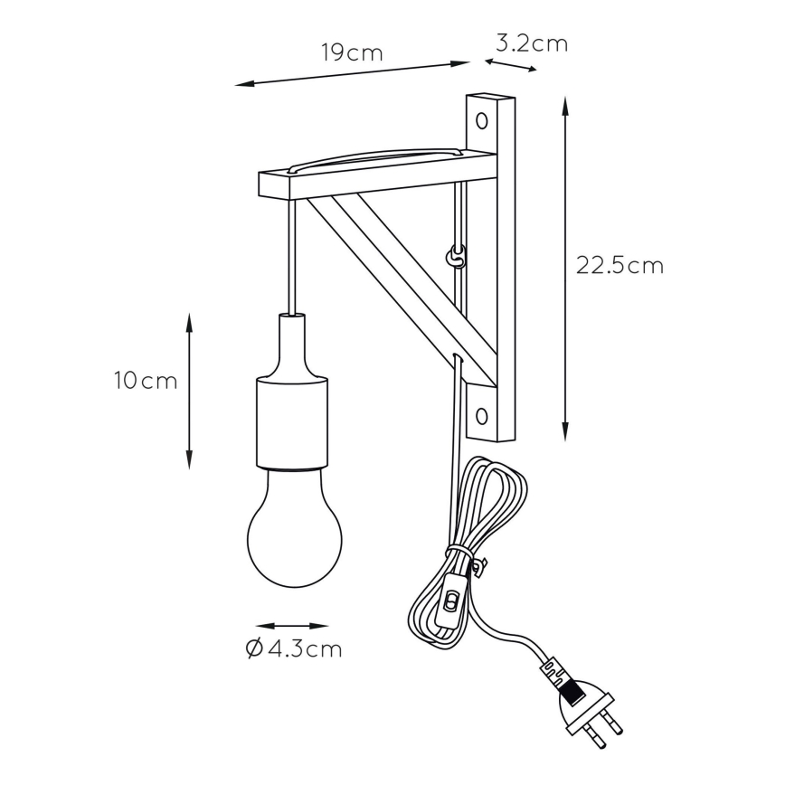 Lucide 08208/01/30 - Nástenné svietidlo FIX WALL 1xE27/60W/230V čierna