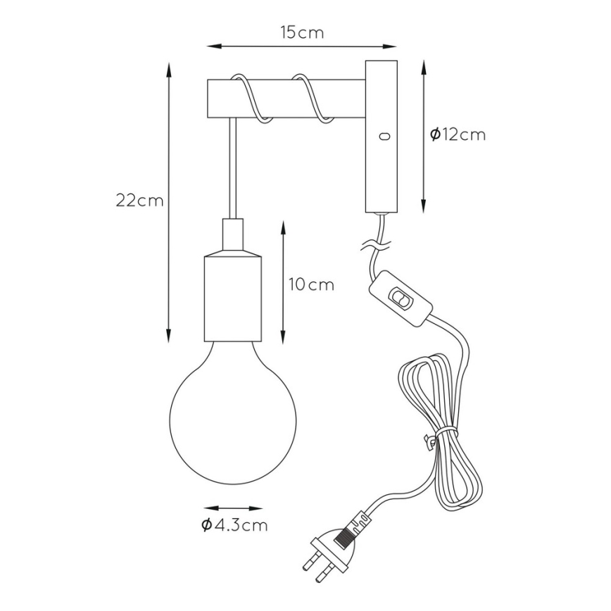 Lucide 08227/01/35 - Nástenné svietidlo PAULIEN 1xE27/60W/230V