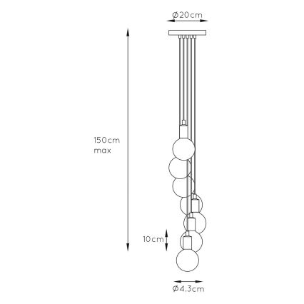 Lucide 08408/07/30 - Luster na lanku FIX MULTIPLE 7xE27/60W/230V