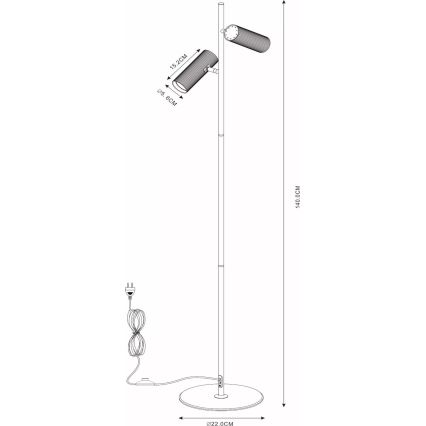 Lucide 09739/02/30 - Stojacia lampa CLUBS 2xGU10/40W/230V čierna
