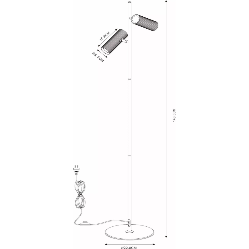 Lucide 09739/02/30 - Stojacia lampa CLUBS 2xGU10/40W/230V čierna