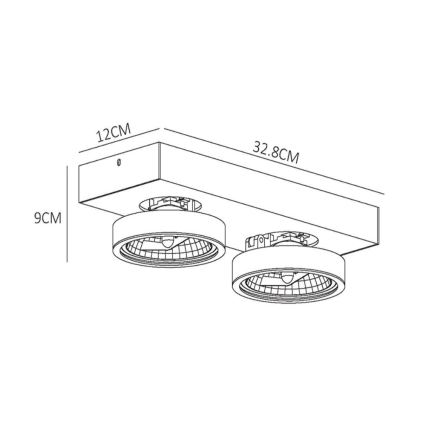 Lucide 09920/20/31 - LED Stmievateľné bodové svietidlo NENAD AR111 G53/2x10W/18V