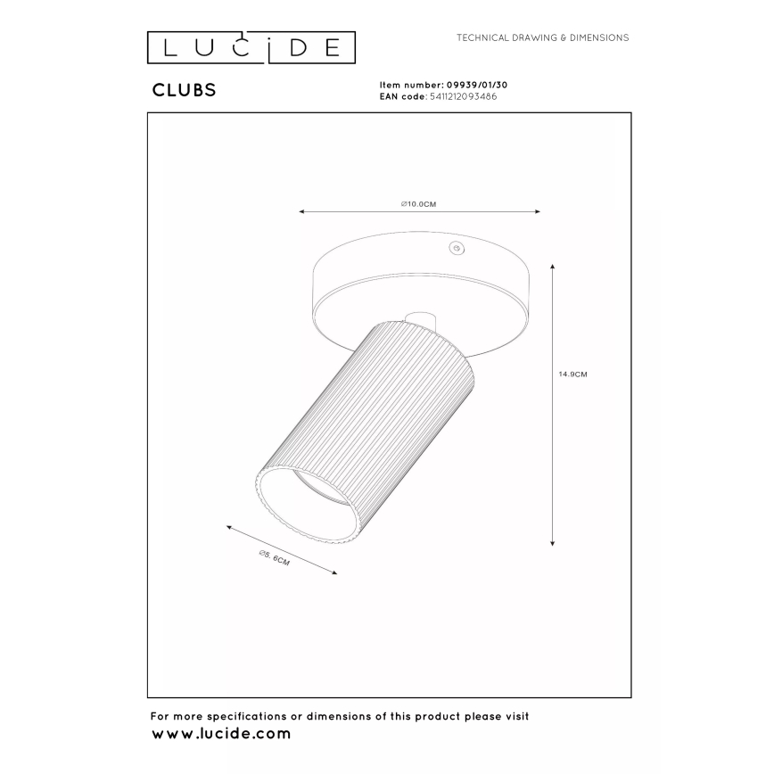 Lucide 09939/01/30 - Nástenné bodové svietidlo CLUBS 1xGU10/40W/230V čierna