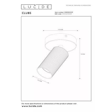 Lucide 09939/01/31 - Nástenné bodové svietidlo CLUBS 1xGU10/40W/230V biela