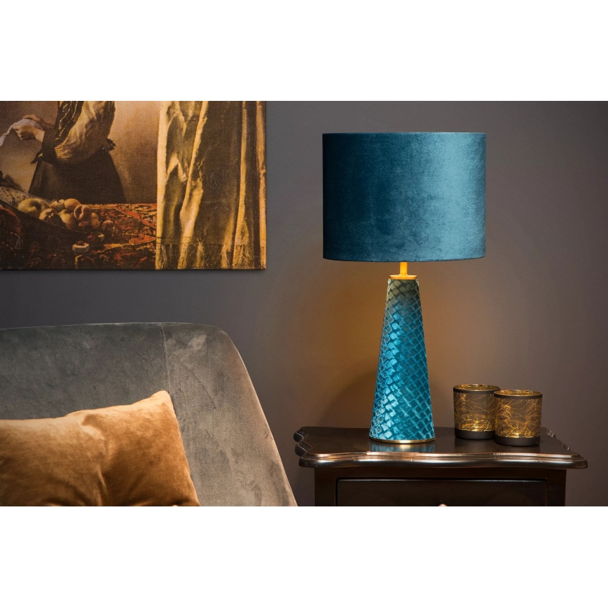 Lucide 10501/81/37 - Stolná lampa EXTRAVAGANZA VELVET 1xE27/60W/230V modrá