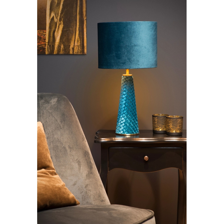 Lucide 10501/81/37 - Stolná lampa EXTRAVAGANZA VELVET 1xE27/60W/230V modrá