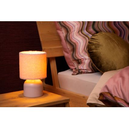 Lucide 10516/01/66 - Stolová lampa WOOLLY 1xE14/40W/230V ružová