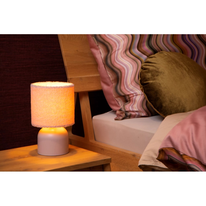 Lucide 10516/01/66 - Stolová lampa WOOLLY 1xE14/40W/230V ružová