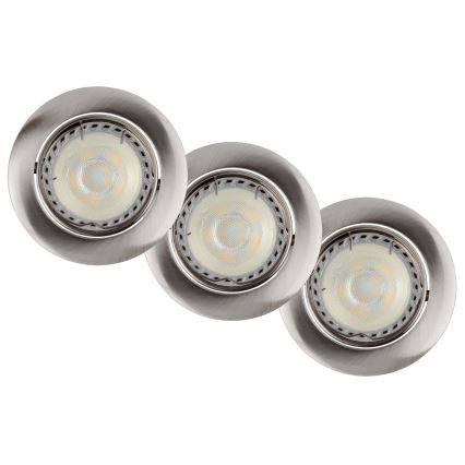 Lucide 11001/15/12 - SADA 3x LED Stmievateľné podhľadové svietidlo FOCUS 1xGU10/5W/230V matný chróm guľaté
