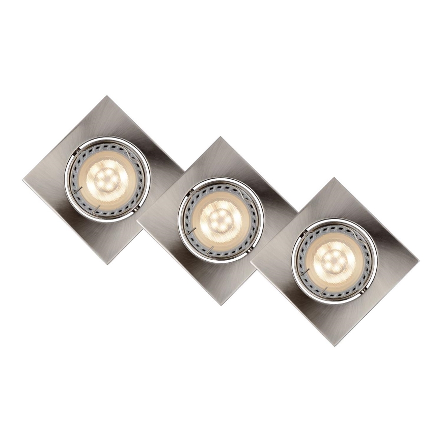Lucide 11002/15/12 - SADA 3x LED Stmievateľné podhľadové svietidlo FOCUS 1xGU10/5W/230V matný chróm hranaté