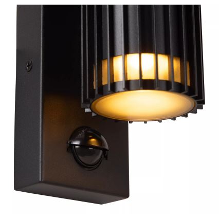 Lucide 11839/02/30 - Vonkajšie nástenné svietidlo s pohybovým senzorom TIMBALA 2xGU10/7W/230V IP44