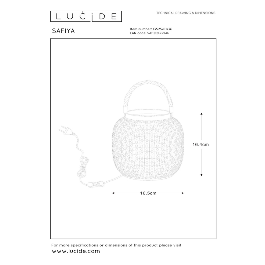 Lucide 13525/01/36 - Stolná lampa SAFIYA 1xE14/25W/230V antracit
