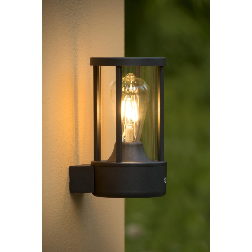 Lucide 14893/01/30 - Vonkajšie nástenné svietidlo so senzorom soumraku LORI 1xE27/15W/230V IP44