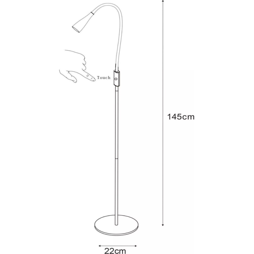 Lucide 18756/03/30 - LED Stmievateľná flexibilná dotyková stojacia lampa ZOZY LED/4W/230V čierna