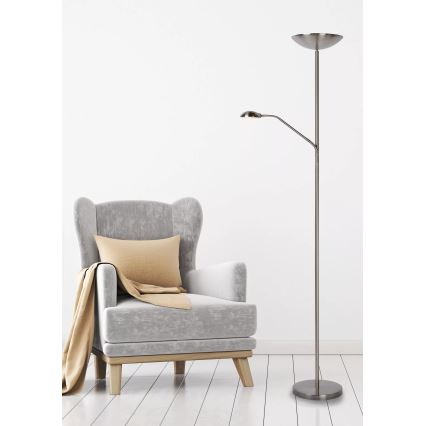 Lucide 19791/24/12 - LED Stmievateľná stojacia lampa ZENITH LED/20W + LED/4W/230V matný chróm