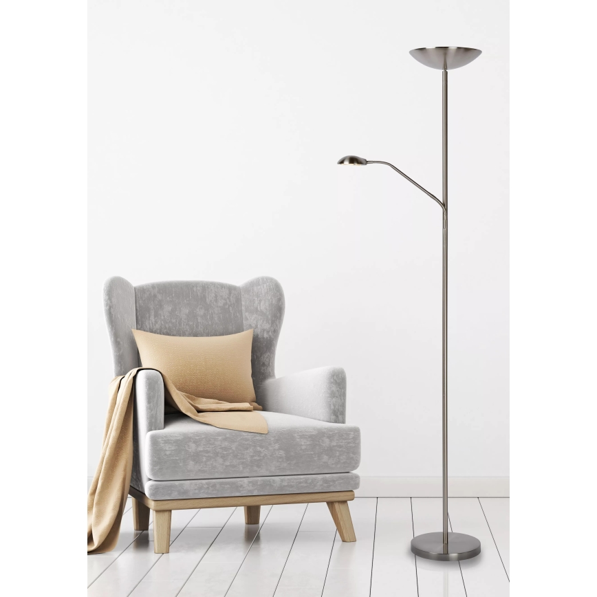Lucide 19791/24/12 - LED Stmievateľná stojacia lampa ZENITH LED/20W + LED/4W/230V matný chróm