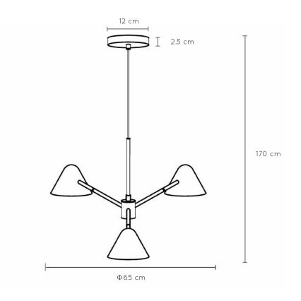 Lucide 20415/15/30 - LED Stmievateľný luster na lanku DEVON 3xLED/3W/230V čierna