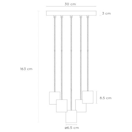 Lucide 20416/15/65 - Luster na lanku GELKA 5xE27/40W/230V