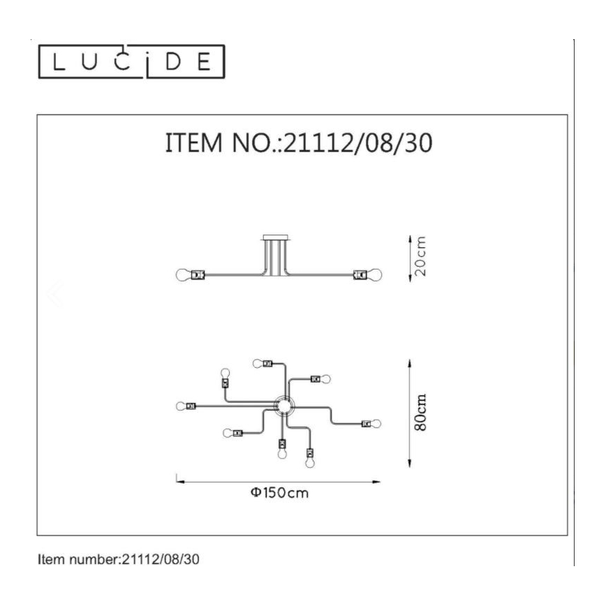 Lucide 21112/08/30 - Prisadený luster LESTER 8xE27/40W/230V