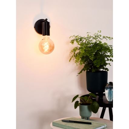 Lucide 21221/01/30 - Nástenná lampa LEANNE 1xE27/40W/230V čierna