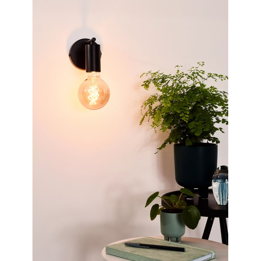 Lucide 21221/01/30 - Nástenná lampa LEANNE 1xE27/40W/230V čierna