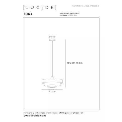 Lucide 21443/35/33 - Luster na lanku RUNA 1xE27/40W/230V zelený