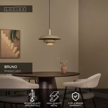 Lucide 21444/38/41 - Luster na lanku BRUNO 1xE27/40W/230V béžový
