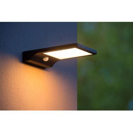 Lucide 22862/04/30 - LED Solárne nástenné svietidlo so senzorom  BASIC LED/3W/1,2V IP44