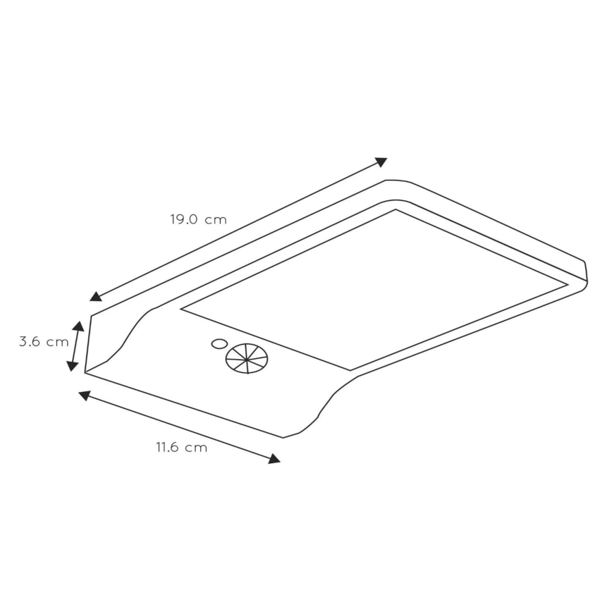 Lucide 22862/04/30 - LED Solárne nástenné svietidlo so senzorom  BASIC LED/3W/1,2V IP44