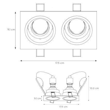 Lucide 22959/02/30 - Podhľadové svietidlo EMBED 2xGU10/50W/230V čierna