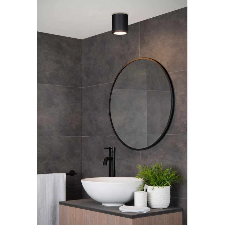 Lucide 22962/01/30 - Kúpeľňové stropné svietidlo AVEN 1xGU10/50W/230V, priemer 9 cm, IP65, čierne