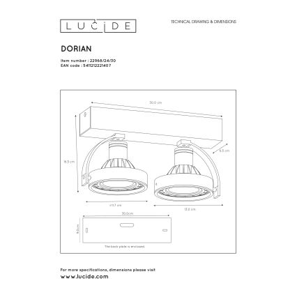 Lucide 22968/24/30 - LED Stmievateľné bodové svietidlo DORIAN 2xGU10/12W/230V