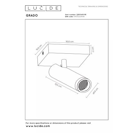 Lucide 22974/01/15 - Bodové svietidlo GRADO 1xGU10/40W/230V hnedá/čierna