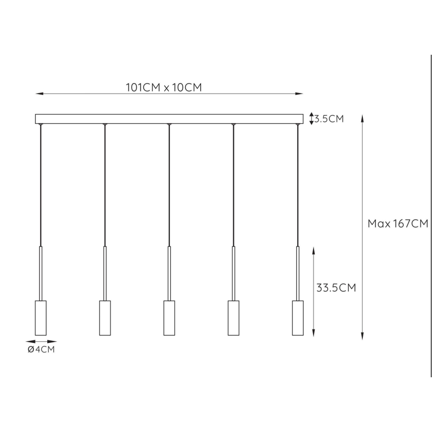 Lucide 24401/35/30 - LED Luster na lanku TUBULE 5xLED/7W/30V