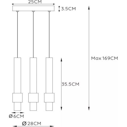 Lucide 24402/15/96 - LED Stmievateľný luster na lanku MARGARY 3xLED/4W/230V mosadz