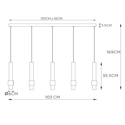 Lucide 24402/30/30 - LED Stmievateľný luster na lanku MARGARY 5xLED/4,2W/230V čierna