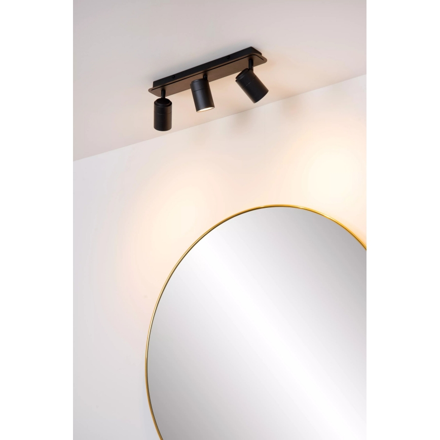Lucide 26958/15/30 - LED Stmievateľné kúpeľňové bodové svietidlo LENNERT 3xGU10/5W/230V IP44 čierna