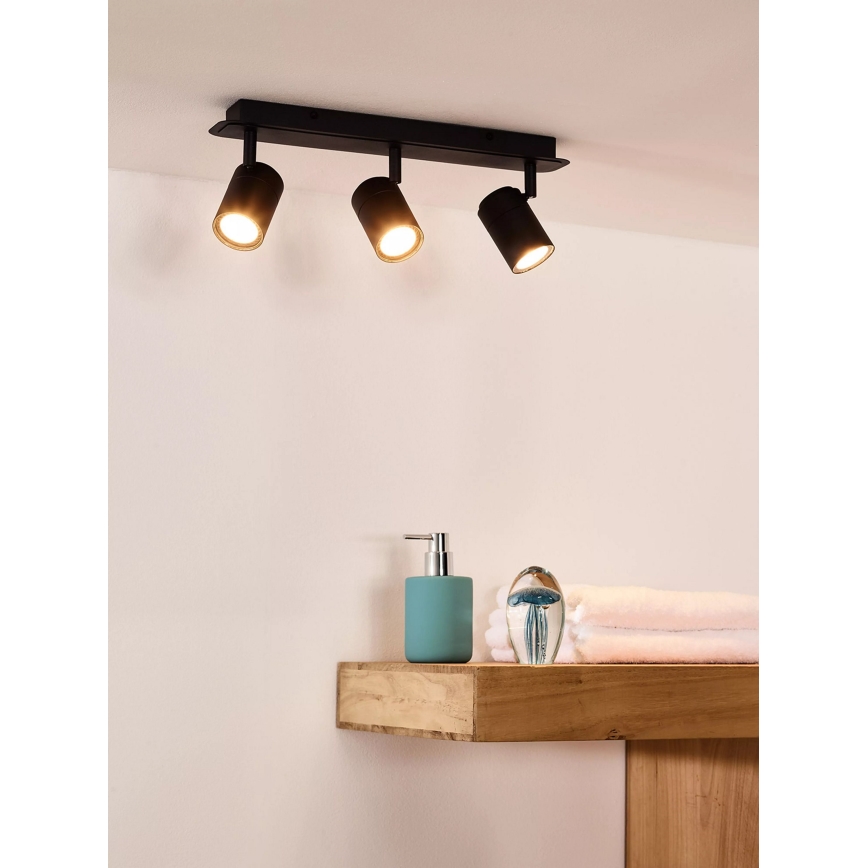 Lucide 26958/15/30 - LED Stmievateľné kúpeľňové bodové svietidlo LENNERT 3xGU10/5W/230V IP44 čierna