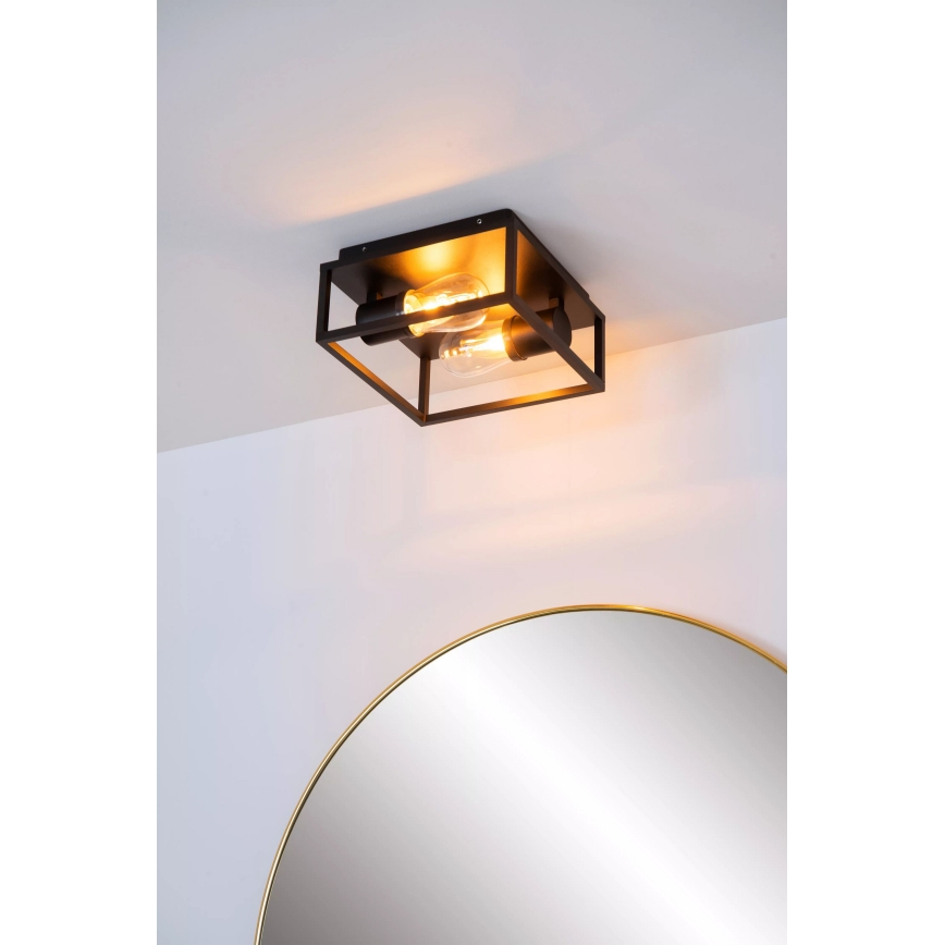 Lucide 27100/02/30 - Kúpeľňové stropné svietidlo CARLYN 2xE14/6W/230V IP54 čierna
