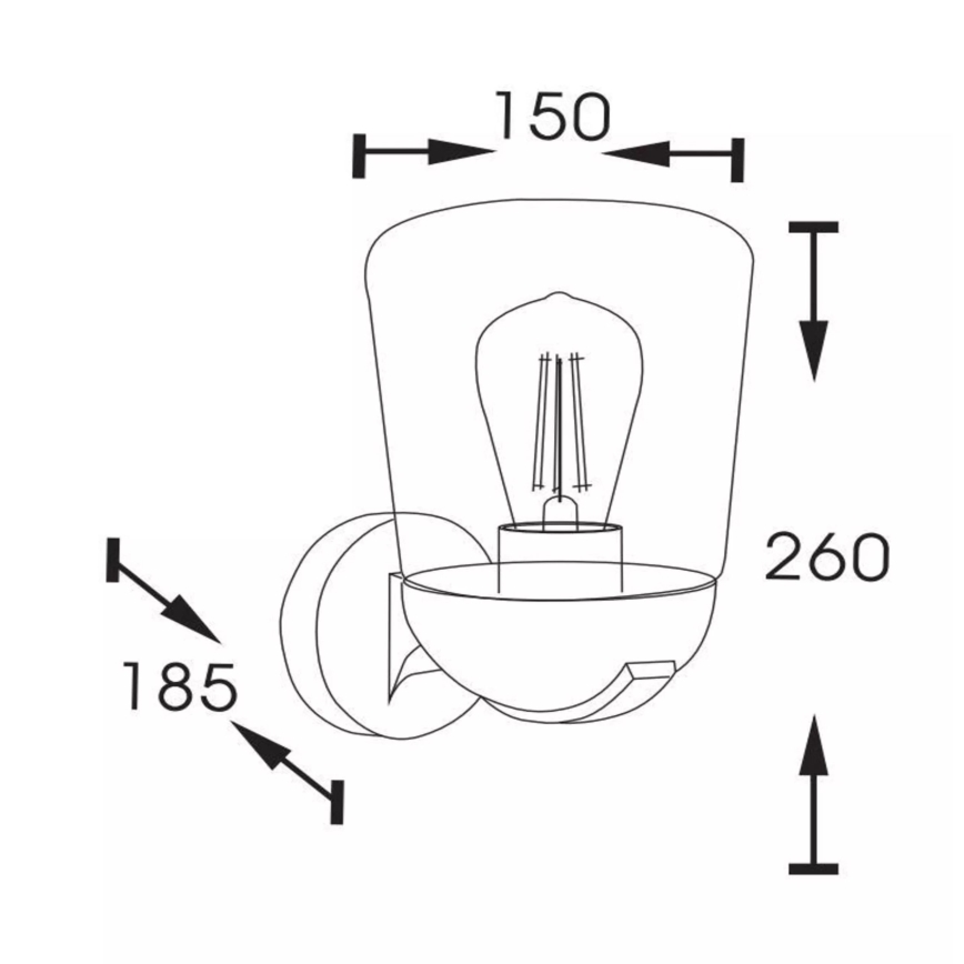 Lucide 27837/01/30 - Vonkajšia nástenná lampa TULSA 1xE27/40W/230V IP44 čierna