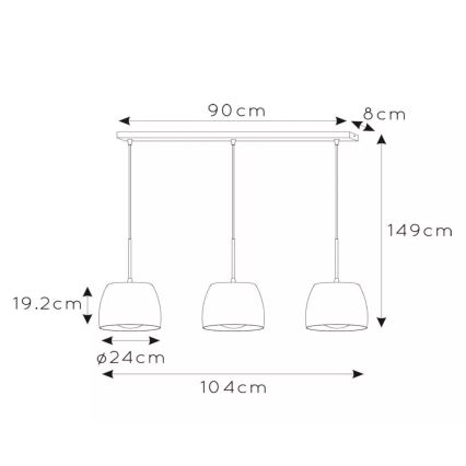 Lucide 30488/03/30 - Luster na lanku NOLAN 3xE27/40W/230V čierna