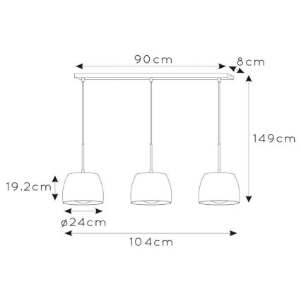 Lucide 30488/03/33 - Luster na lanku NOLAN 3xE27/40W/230V zelená