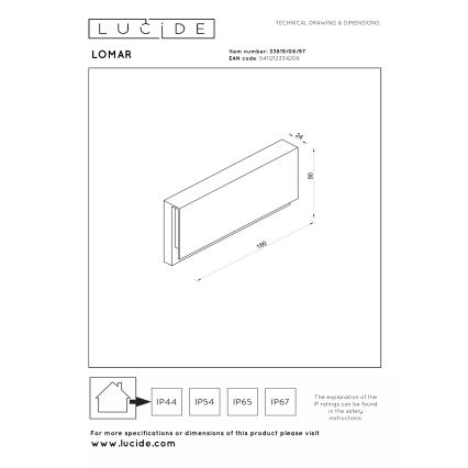Lucide 33819/08/97 - LED vonkajšie nástenné svietidlo LOMAR LED/10W/230V IP54