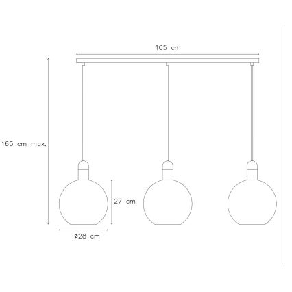 Lucide 34438/03/65 - Luster na lanku JULIUS 3xE27/40W/230V