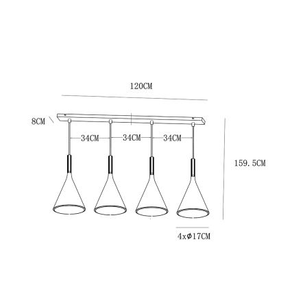 Lucide 35410/04/30 - Luster na lanku GIPSY 4xE27/25W/230V