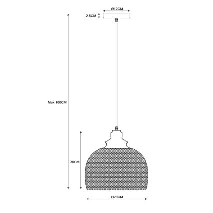 Lucide 43404/28/30 - Závesné svietidlo MESH 1xE27/60W/230V 28 cm