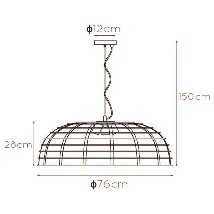 Lucide 45449/76/30 - Luster na lanku ELODIE 3xE27/40W/230V čierna